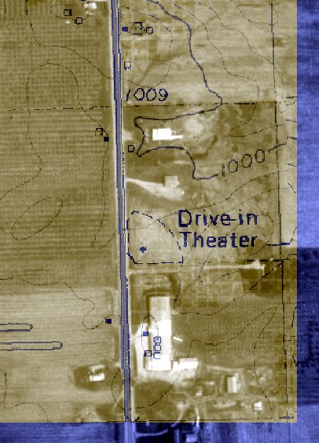 Coldwater Drive-In Theatre - Aerial Photo With Topo Overlay (newer photo)